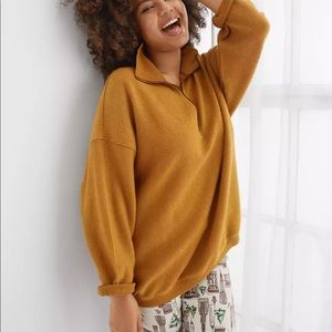 Aerie Good Vibes Corded Oversized Zip Sweatshirt
